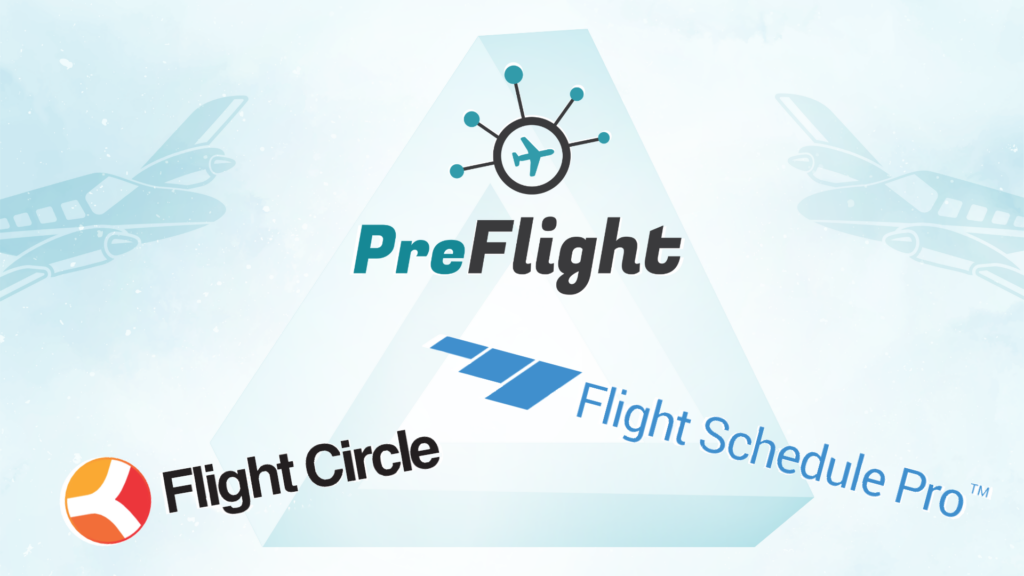 Comparison of flight scheduling software: PreFlight, Flight Circle, and Flight Schedule Pro, highlighting key aviation management platforms for flight schools.